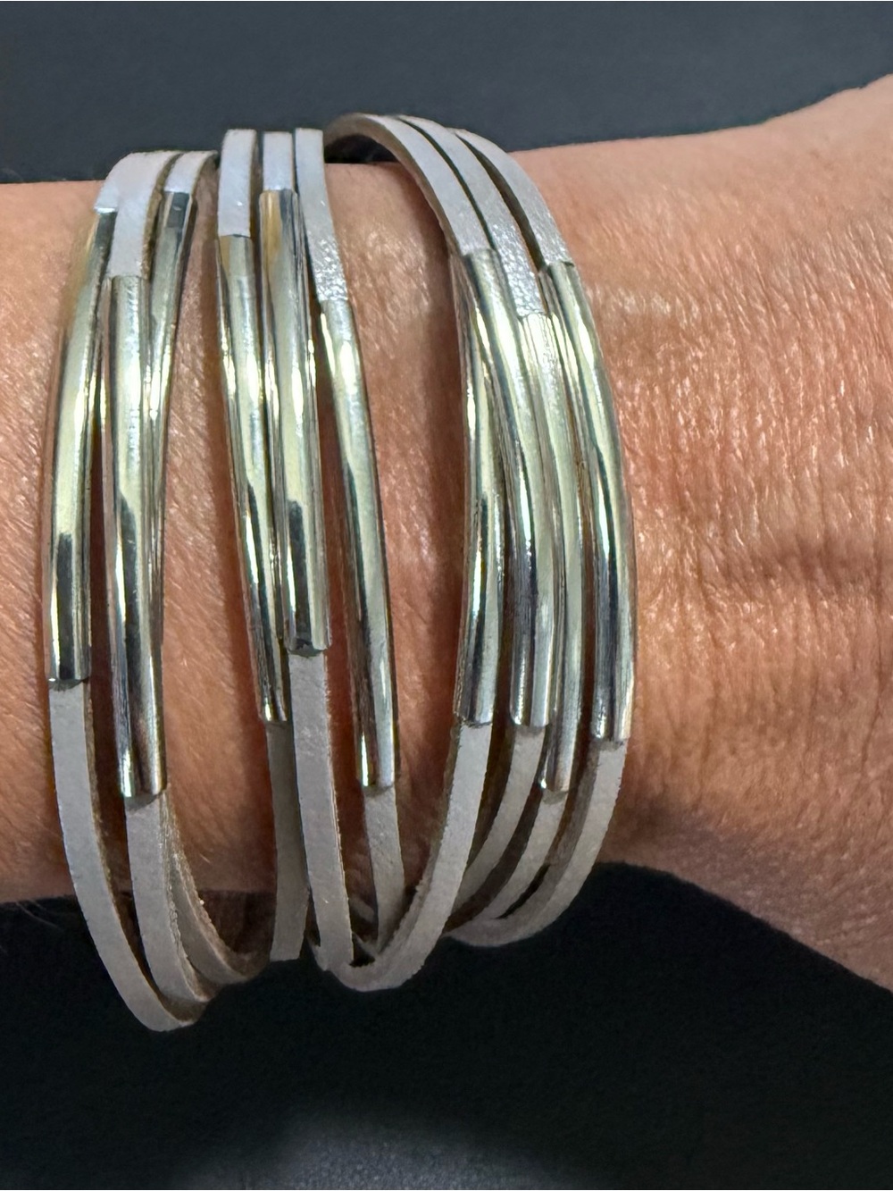 Silver-Tone Layered Multi-Bangle Bracelet